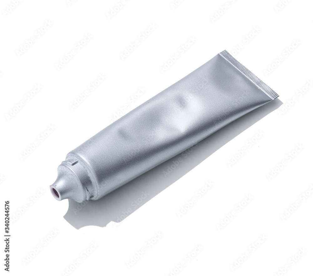 Cosmetic and beauty product In a metal tube on a white background Cosmetic and beauty product In a metal tube on a white background