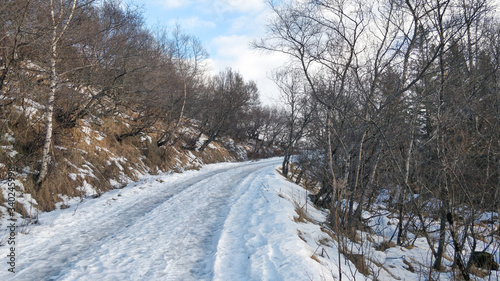 Straße im Winter mit Schnee