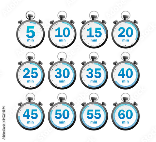 Modern timer set, great design for any purposes. Countdown timer. Watch, time icon, clock icon vector. Clock counter.