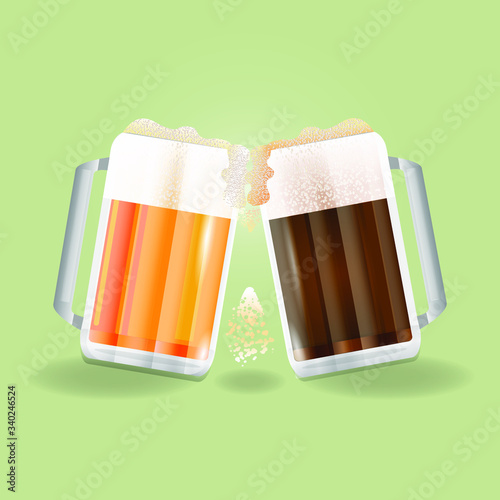 vector beer mugs realistic vector illustration.