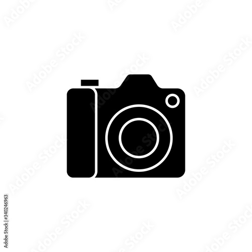 Camera Icon Logo Vector Illustration. Photo Camera icon design vector template. Trendy Camera icon flat design vector for website, symbol, logo, icon, sign, app, UI.