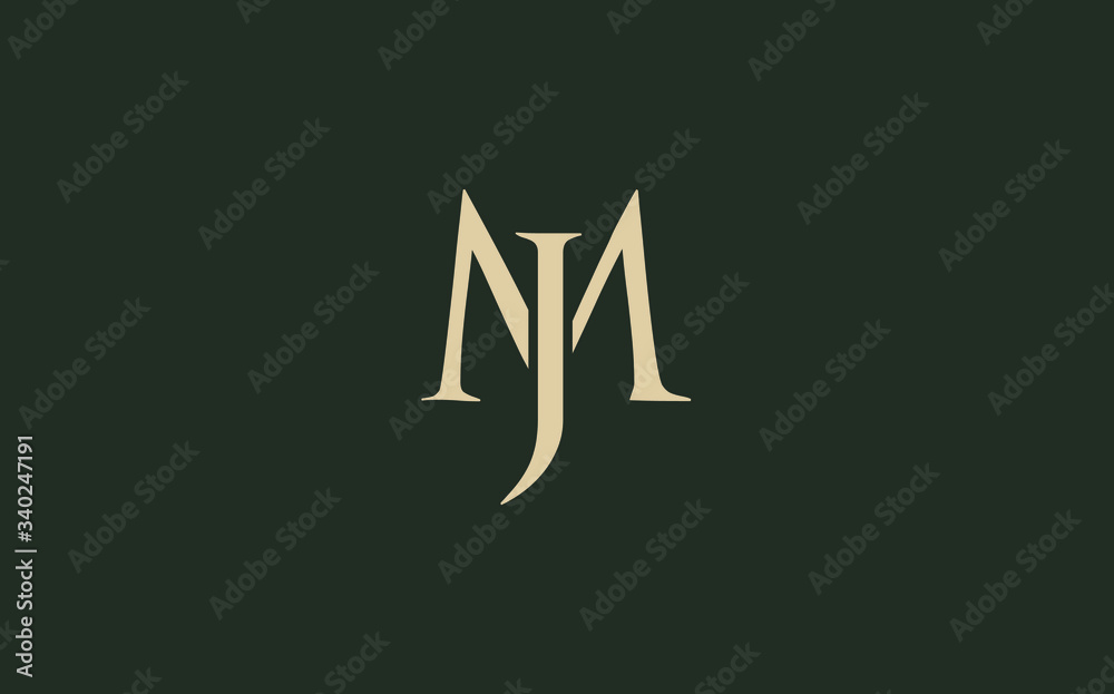 JM or MJ and J, M Uppercase Letter Initial Logo Design, Vector Template