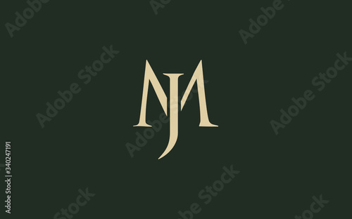 JM or MJ and J, M Uppercase Letter Initial Logo Design, Vector Template