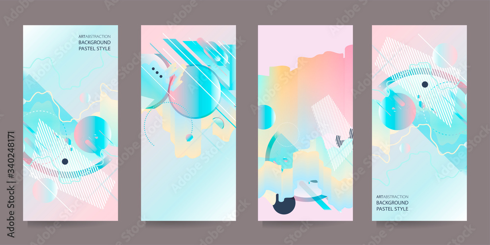 Elegant neo mint color pastel muted pale calm tones card templates set. Vector stock illustration