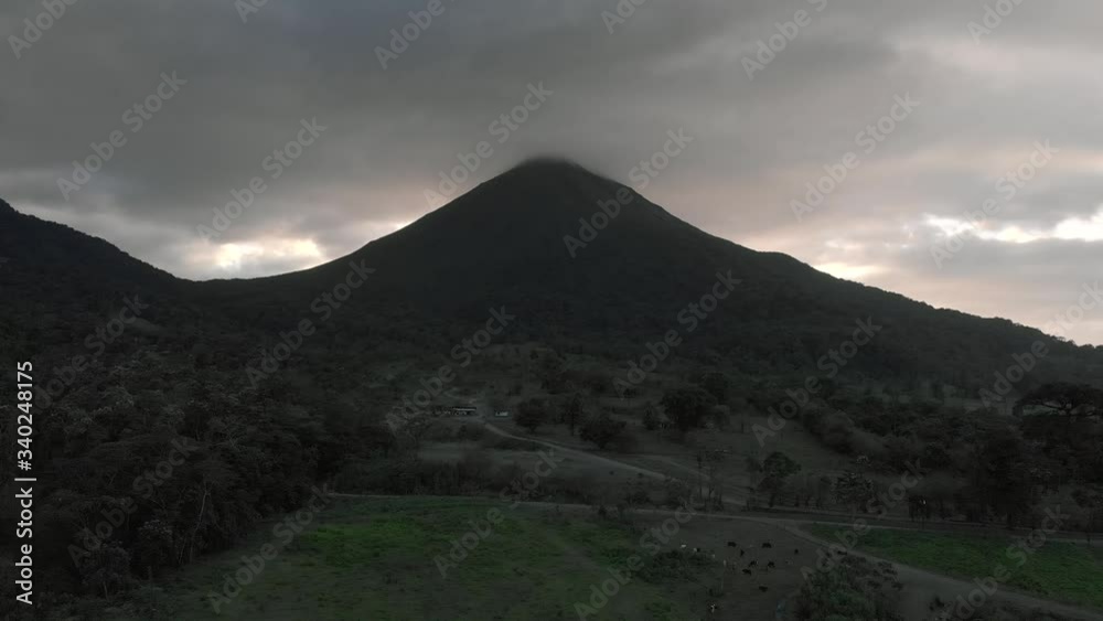 Amazing Landscape Of The Costa Rica Arenal Volcano - Aerial Panning shot Amazing Landscape Of The Costa Rica Arenal Volcano - Aerial Panning shot
