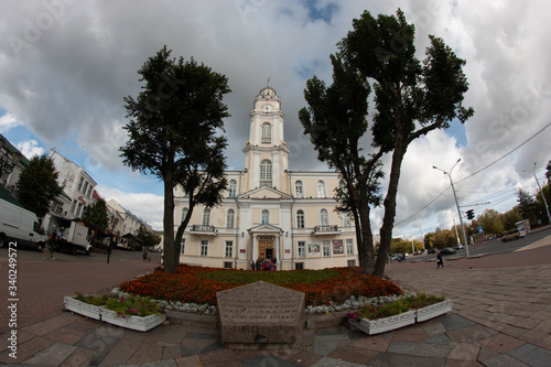 beautiful white church rises to the sky