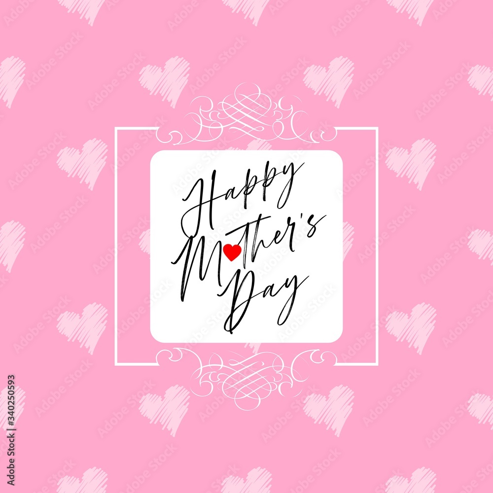  Happy Mother's Day Heart-Typocraphic illustration vector Calligraphy Background, celebration card,printable, ornaments celebrations, gift card invitation,
