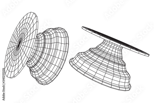 Pop Socket Holder for Smarthone. Wireframe low poly mesh vector illustration.