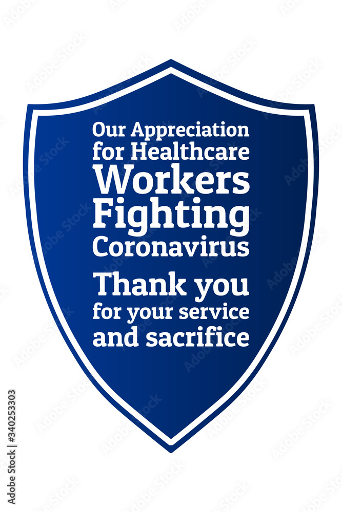 Appreciation for Healthcare Workers fighting Novel Coronavirus COVID-19 or 2019-nCoV. Patriotic template for background, banner, poster with text inscription. Vector EPS10 illustration