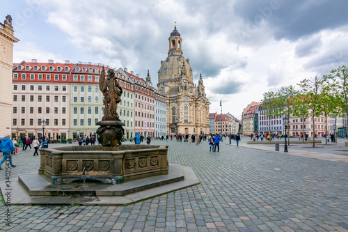 Neumarkt (New Market) square with Frauenkirche (Church of Our Lady) in center of Dresden, Germany