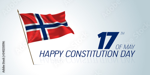 Norway constitution day greeting card, banner, horizontal vector illustration