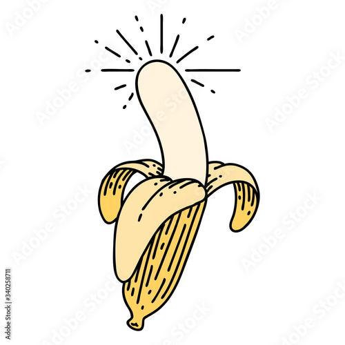traditional tattoo style peeled banana