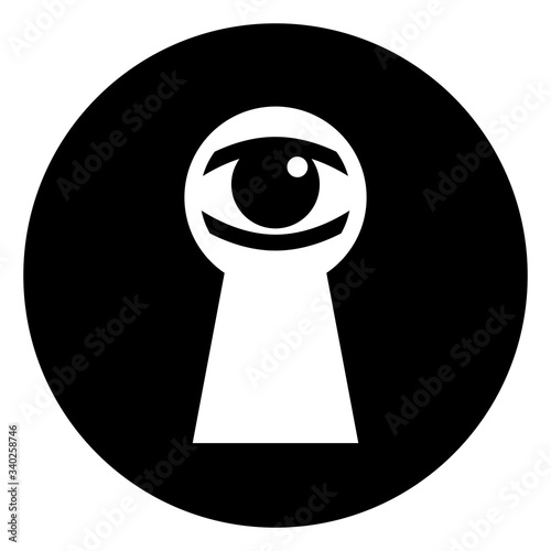 Eye in keyhole, voyeurism icon