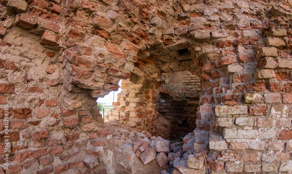 old brickwork of an abandoned castle