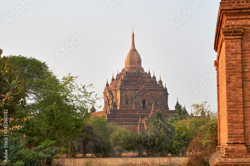 Ancient Sulamani temple at sunset in old Bagan in Myanmar, Burma.