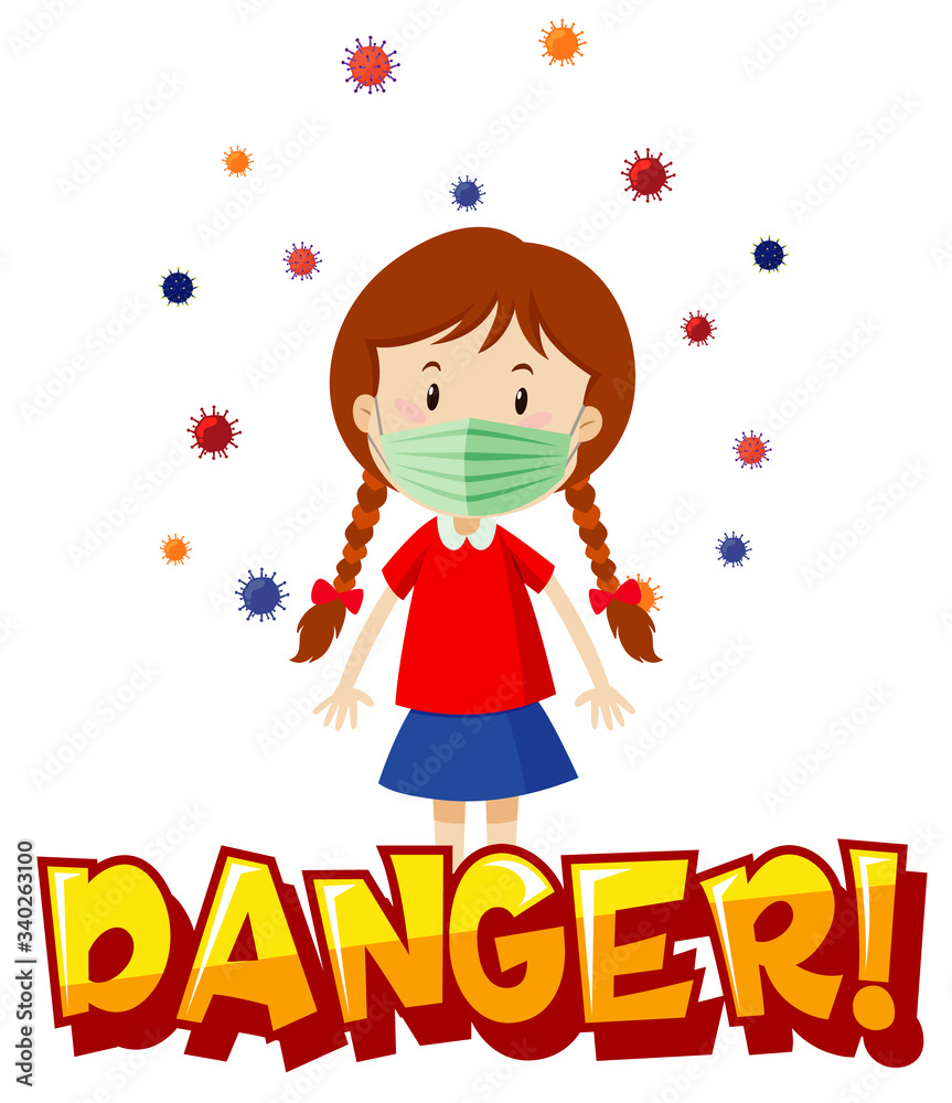 Poster design for coronavirus theme with girl wearing mask Poster design for coronavirus theme with girl wearing mask