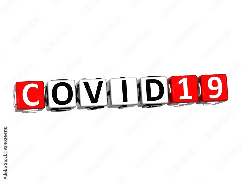 Coronavirus COVID-19. 3D red-white crossword puzzle on white background. Coronavirus COVID-19. 3D red-white crossword puzzle on white background.