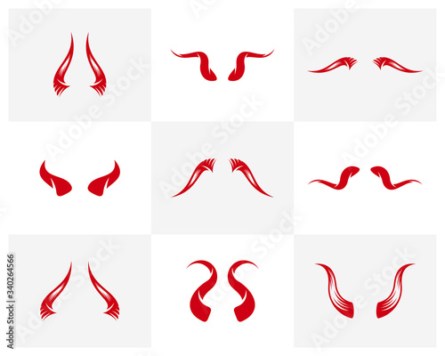 Set of Devil horn Design Vector illustration Template, Icon symbol