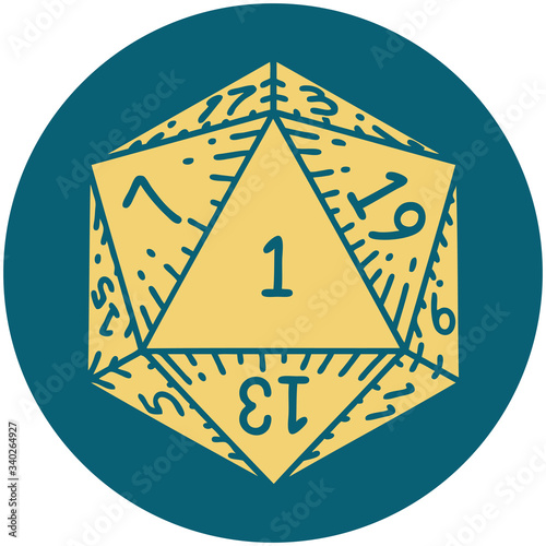 natural 1 D20 dice roll illustration