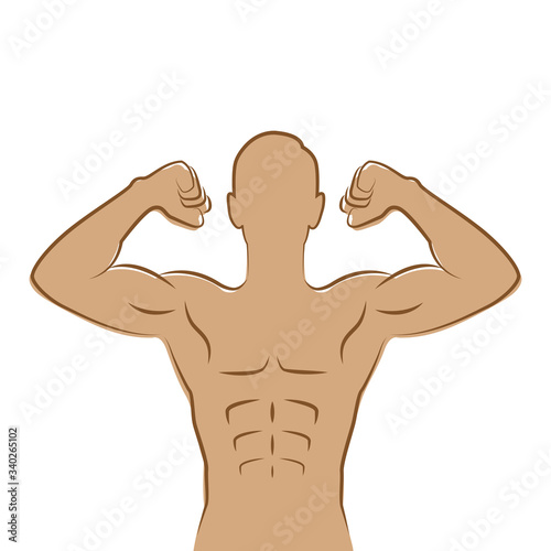 muscular strong man outline isolated on white background vector illustration EPS10