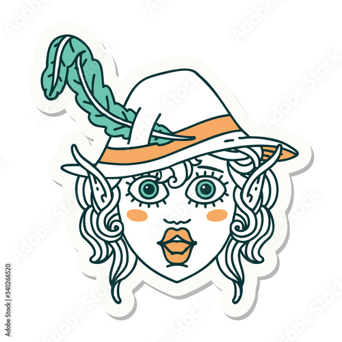 elf bard character face sticker