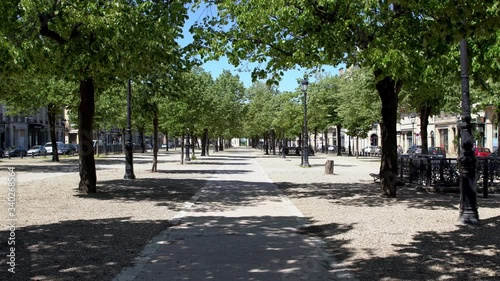 Tourny Promenade park walkway in Bordeaux France empty during the COVID-19 pandemic, Walking forward stable shot photo