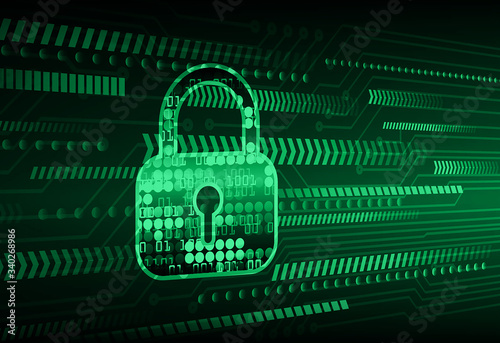 Closed Padlock on digital background, cyber security