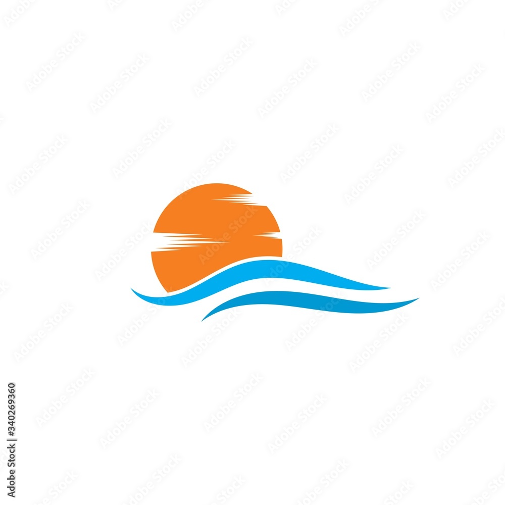 sun Logo with waves Icon Vector illustration sun Logo with waves Icon Vector illustration