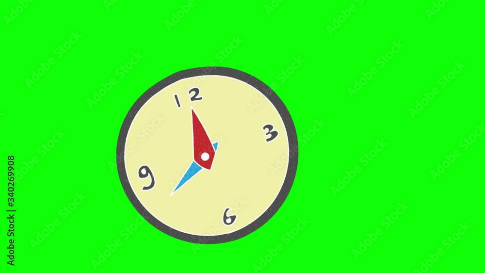 clock hand drawn green screen. floating loop animation clock hand drawn green screen. floating loop animation