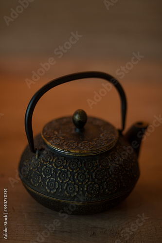 teapot on a wooden table