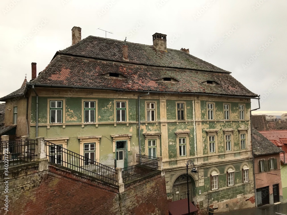 Sibiu old town city center shows examples of historical architecture 