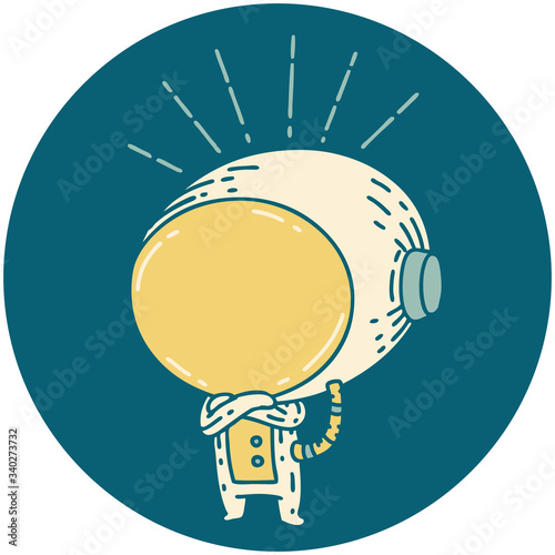 icon of tattoo style astronaut