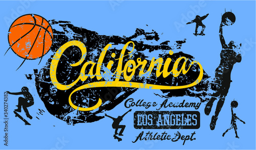 Skateboard and basketball themed embroidery badge 