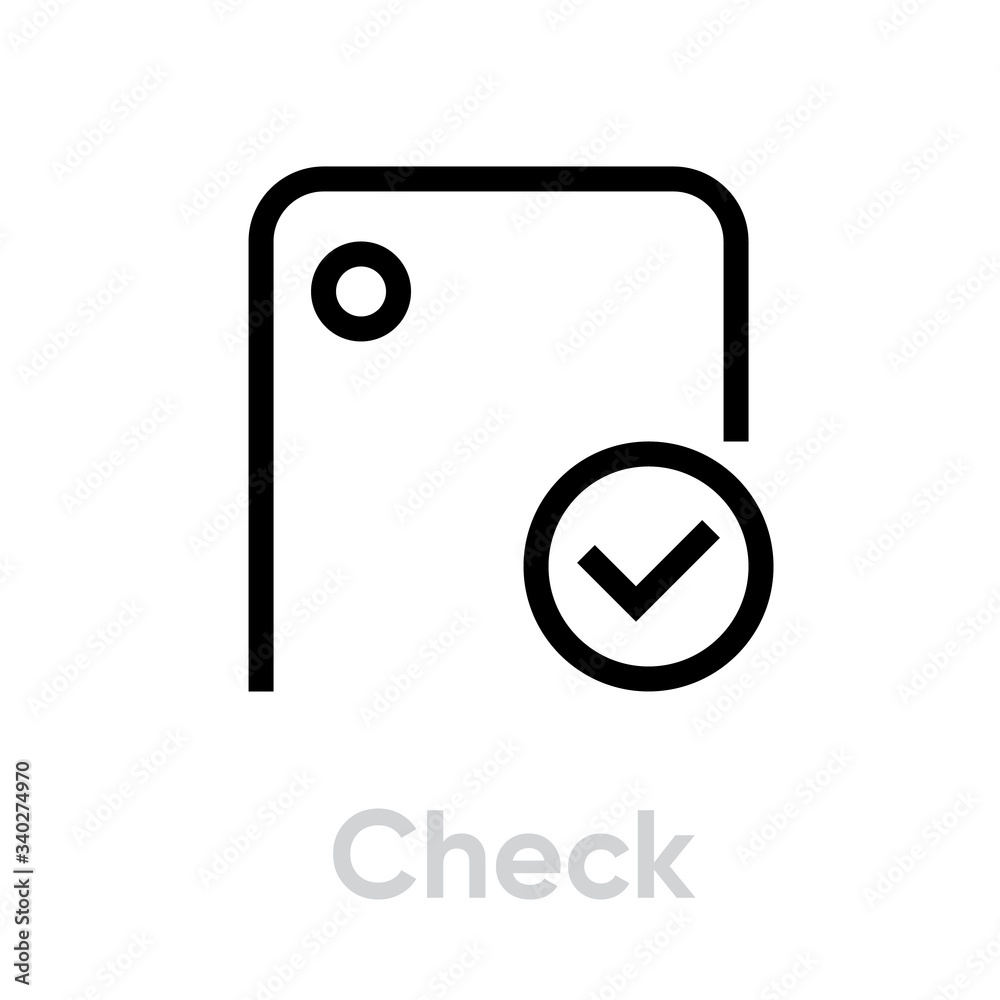 Check Phone Camera icon. Editable line vector.