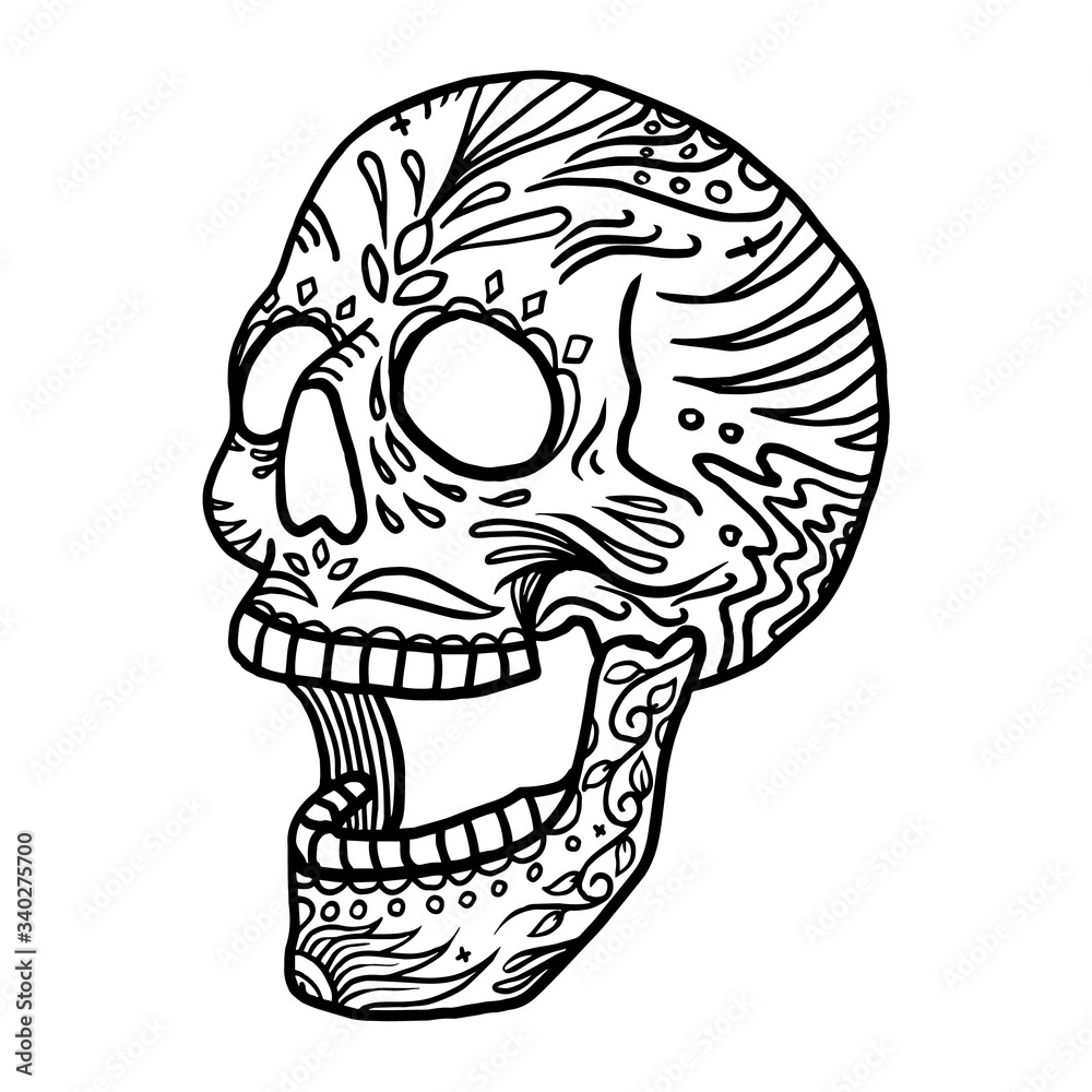 Black and White Sugar Skull Tattoo design Stock Illustration Adobe Stock
