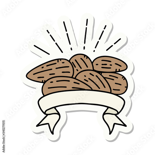 sticker of tattoo style almonds