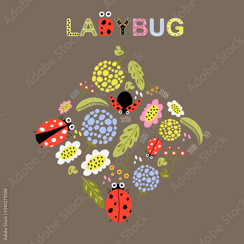 Cute vector ladybug.Character ladybug. Cute vector illustration ladybug doodle style-vector
