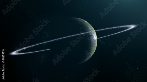 Green Exoplanet 3d render for background