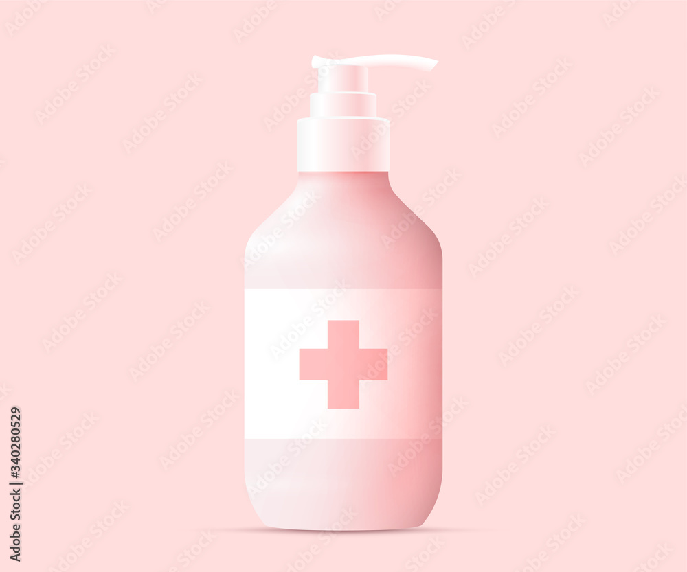Hand sanitizer alcohol gel bottle silhouette concept. Hand disinfection concept. Vector illustration.