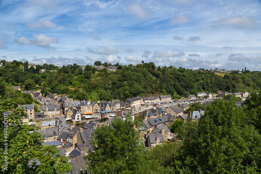 Dinan, France. Scenic aerial view of the city and the Rance River