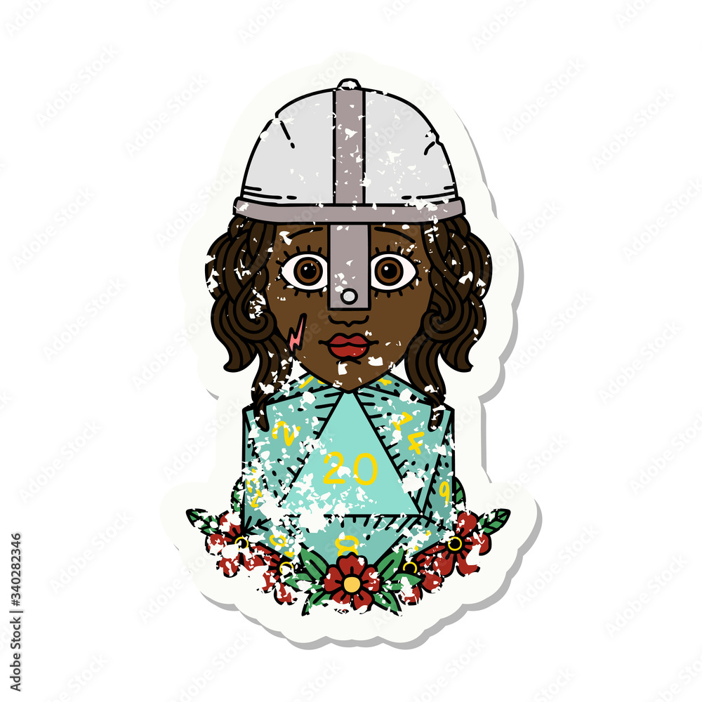 human fighter with natural 20 D20 dice roll illustration human fighter with natural 20 D20 dice roll illustration