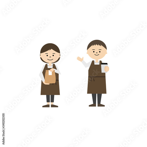 カフェ店員　接客　男女全身