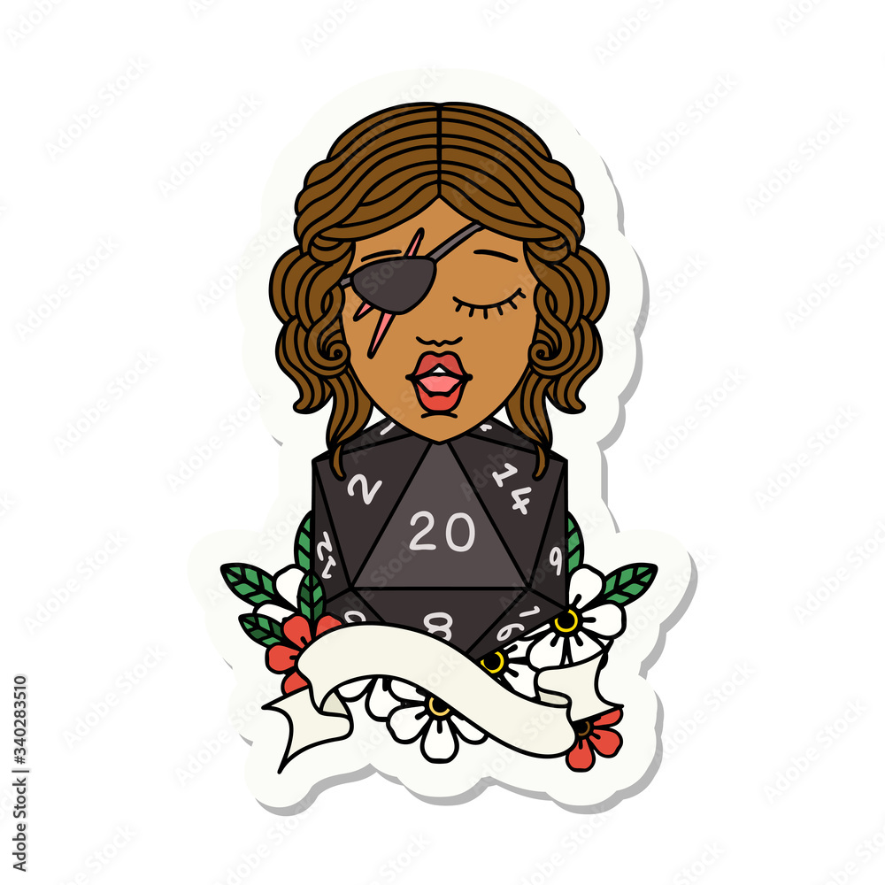 human rogue with natural 20 dice roll sticker human rogue with natural 20 dice roll sticker
