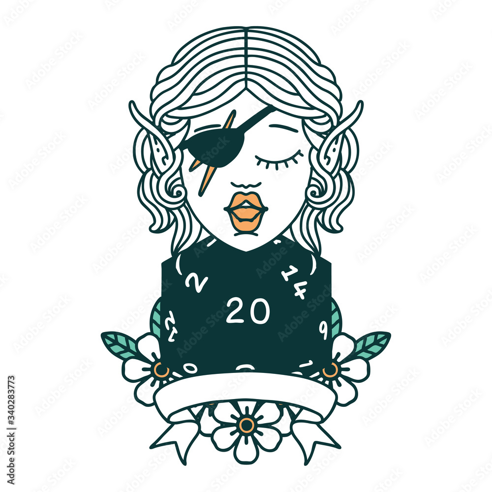 elf rogue character with natural twenty dice roll illustration elf rogue character with natural twenty dice roll illustration