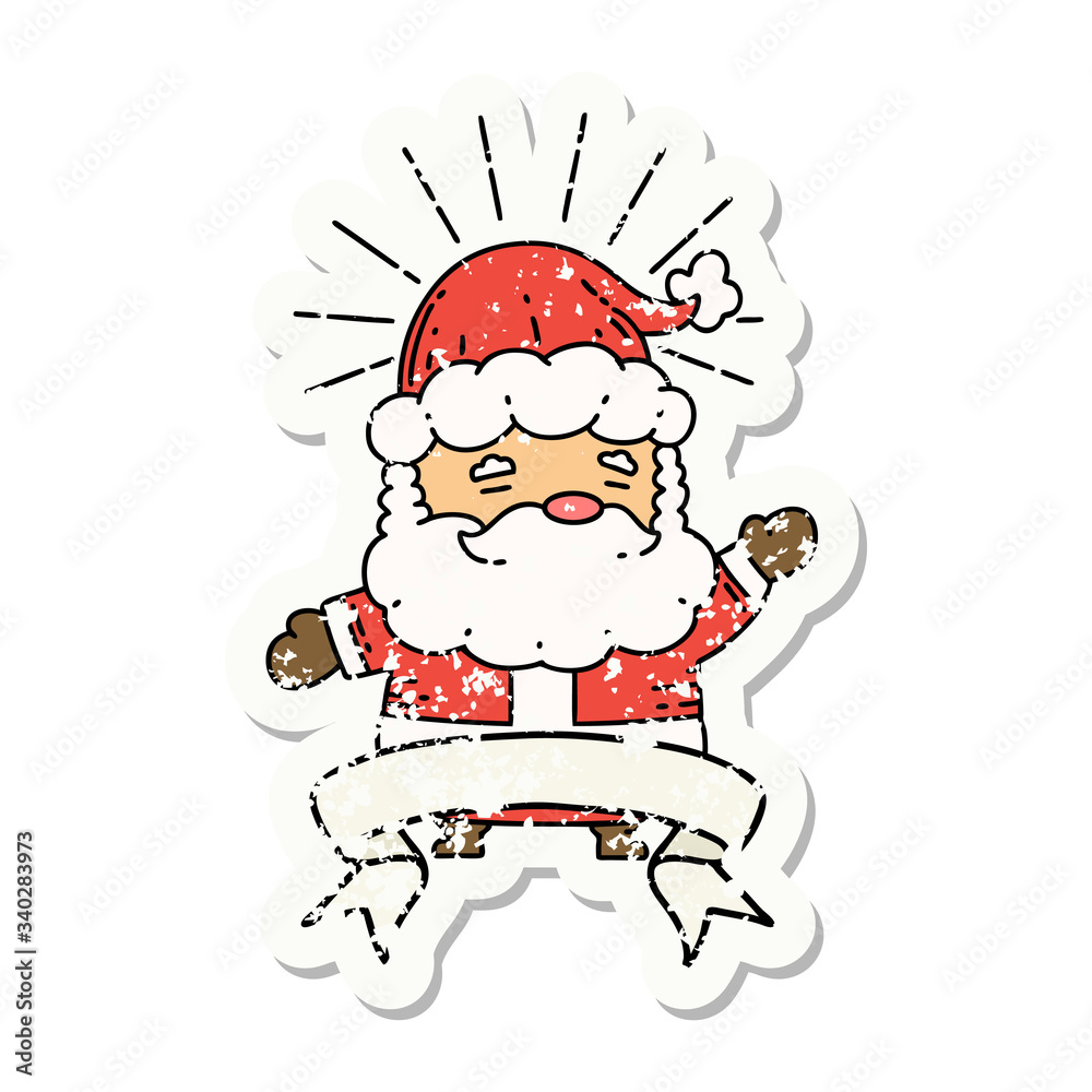 grunge sticker of tattoo style santa claus christmas character grunge sticker of tattoo style santa claus christmas character