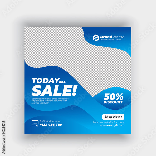 Modern promotion square web banner for social media mobile apps