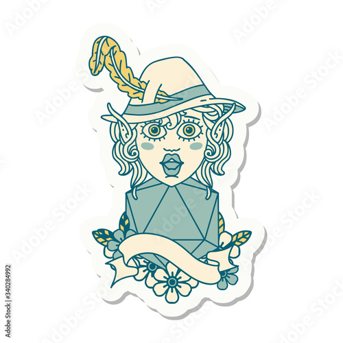 elf bard character with natural twenty sticker