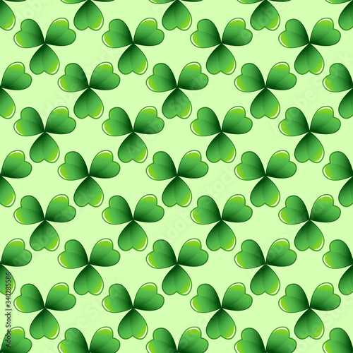 Green clover leaves seamless pattern