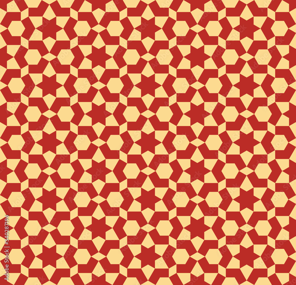 Seamless arabic geometric ornament in red and yellow. Seamless arabic geometric ornament in red and yellow.
