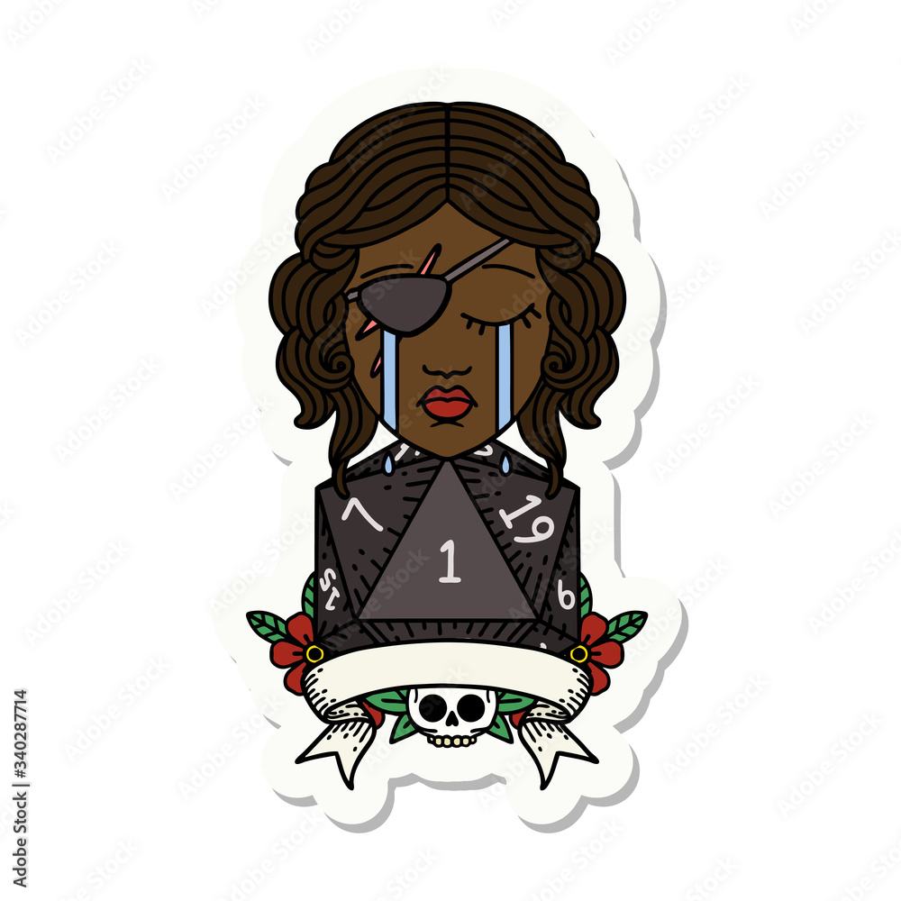crying human rogue with natural one roll sticker crying human rogue with natural one roll sticker
